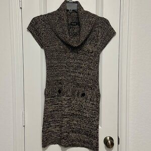 Chesley XL Knit Cowl Neck Sweater Dress With Button Detail Brown & Beige Womens